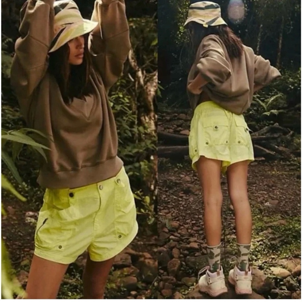 Free People Movement Women’s New Heights Neon Yellow Shorts Size Small NEW